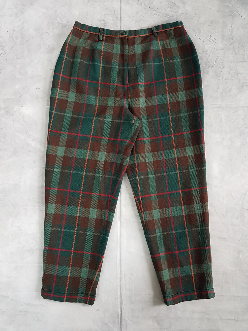 Vintage 90s Green Plaid Dress Pants Tabi